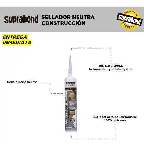 Sellador de Silicona Suprabond Construcción Neutra - Transparente 280ml