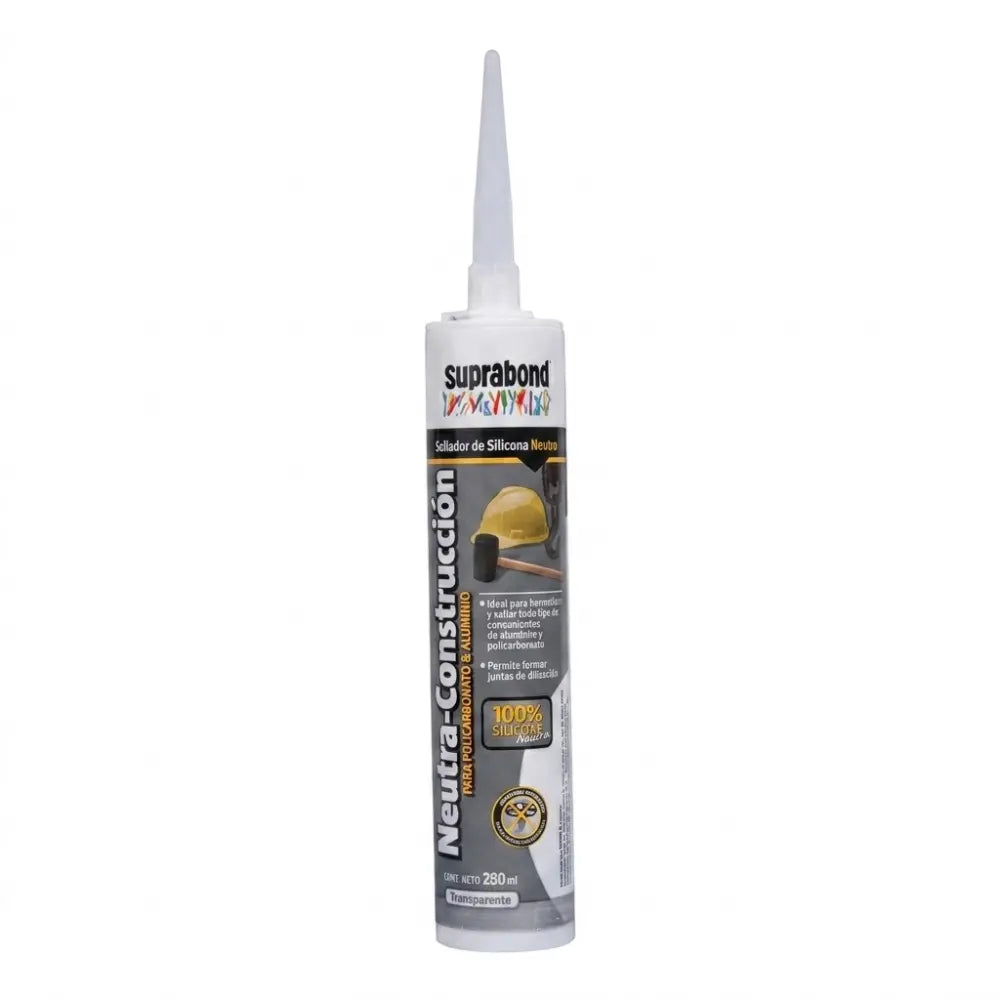 Sellador de Silicona Suprabond Construcción Neutra - Transparente 280ml Suprabond