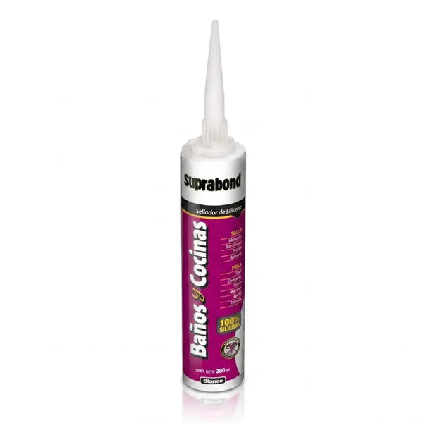 Sellador de Silicona Suprabond para Baños y Cocinas - Blanco 280ml Suprabond