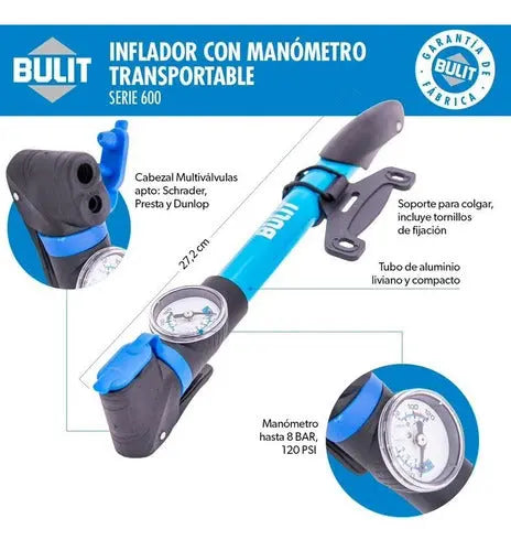 Inflador BULIT con manómetro serie 600 - chico
