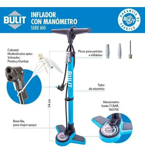 Inflador BULIT con manómetro serie 600 - grande