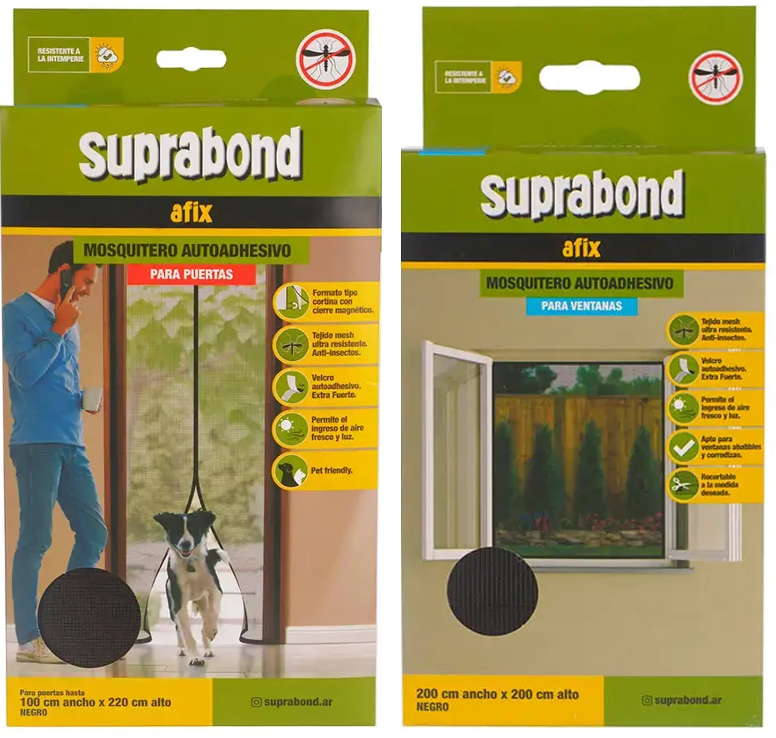 Mosquitero para Puertas Magnético + Mosquitero para ventanas Suprabond Autoadhesivo 200x200cm Tienda Suprabond