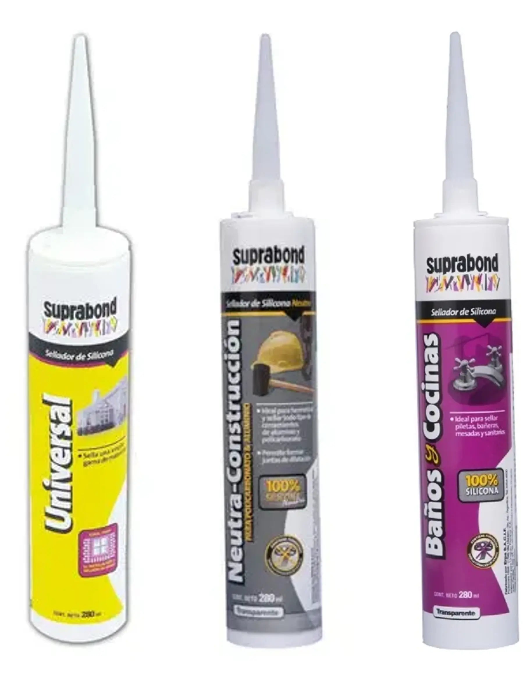 Kit Sellado Total Suprabond 280 ml – Construcción + Baños y Cocinas + Universal Suprabond