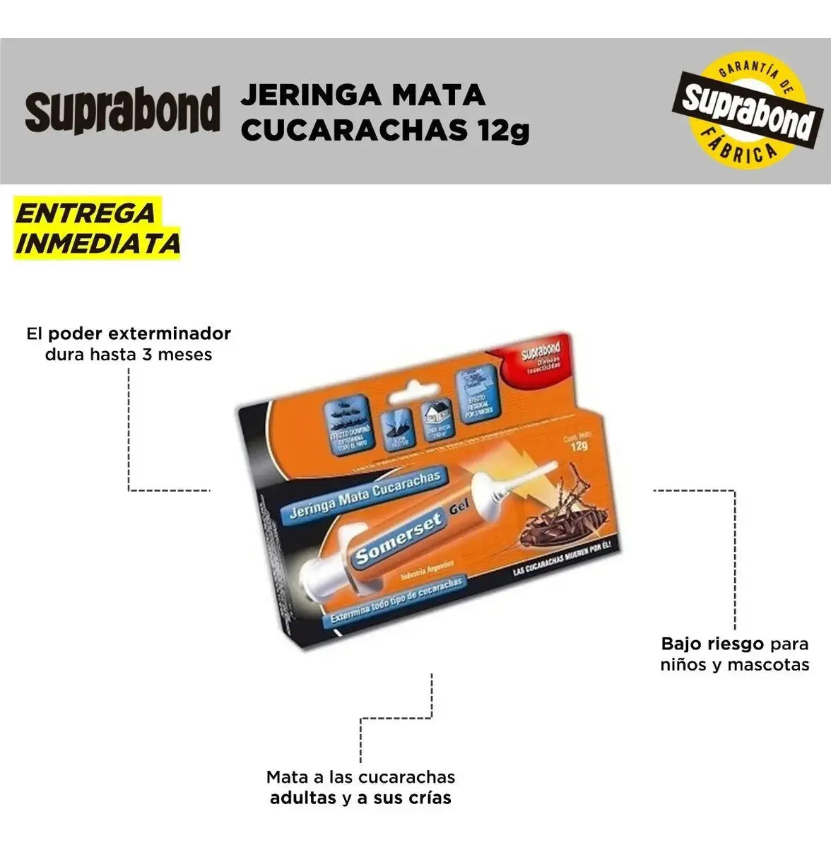 Jeringa Somerset Mata Cucarachas 12g Gel Suprabond