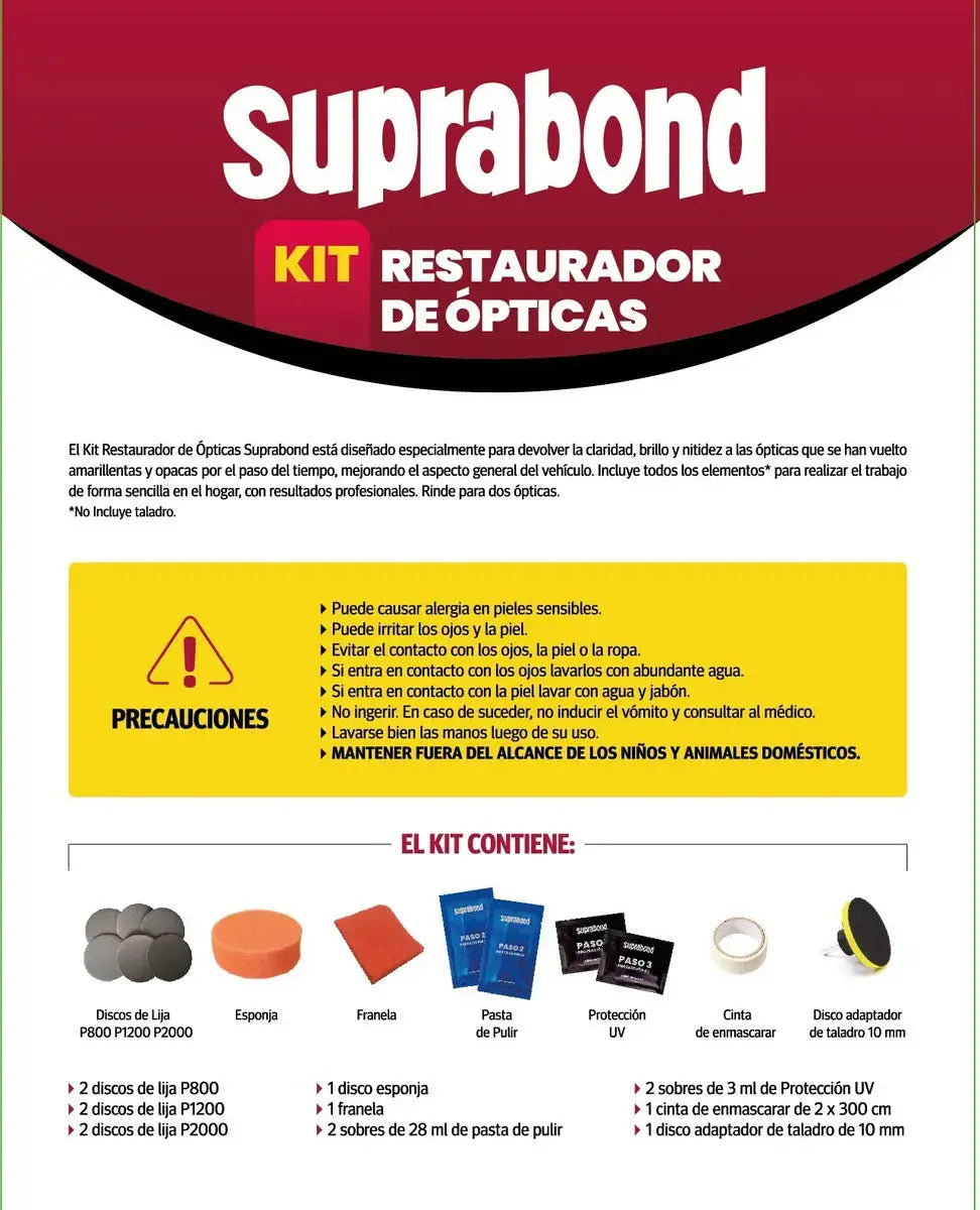 Kit Restaurador de Ópticas Suprabond - Pulido de Faros Suprabond