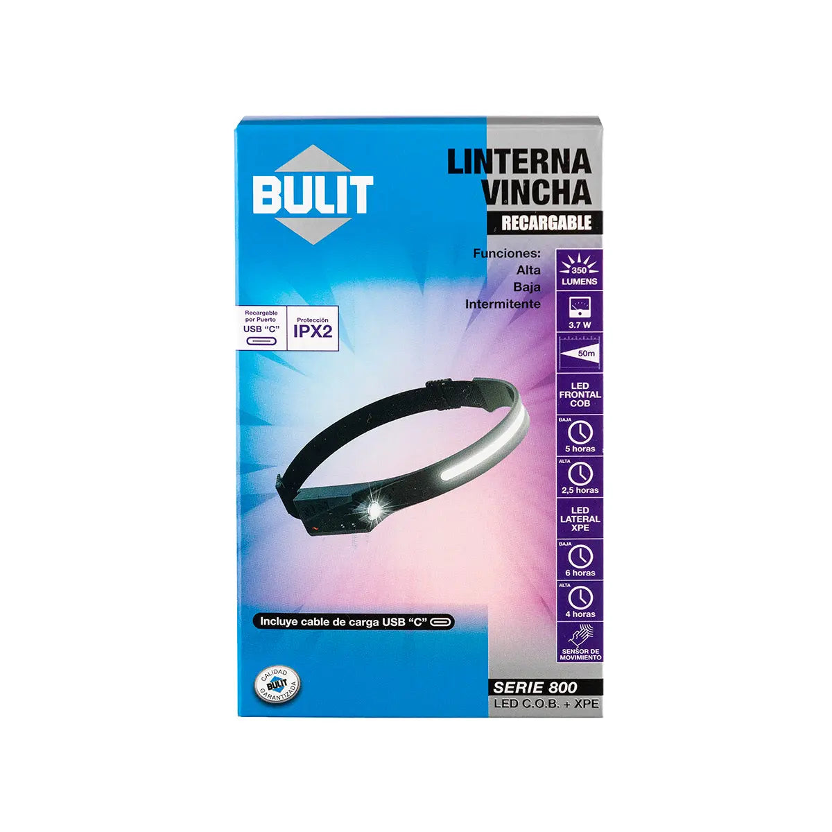 Linterna vincha BULIT recargable - serie 800 Bulit