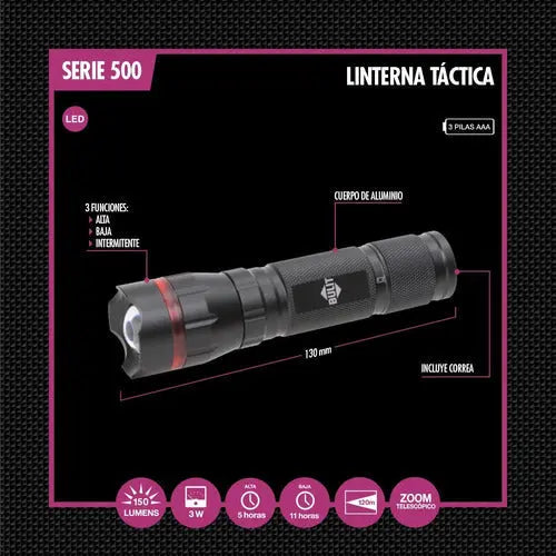 Linterna táctica BULIT 150 lumens - serie 500