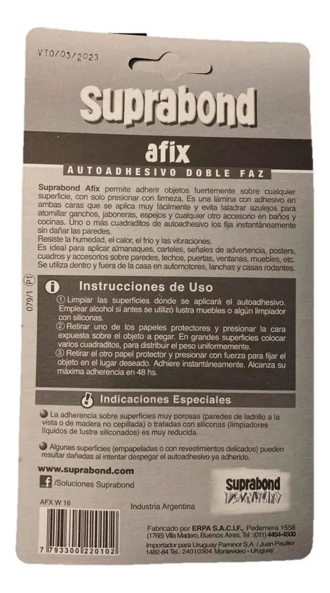 Lámina Autoadhesiva Suprabond Doble Faz - Remplaza Tornillo Suprabond