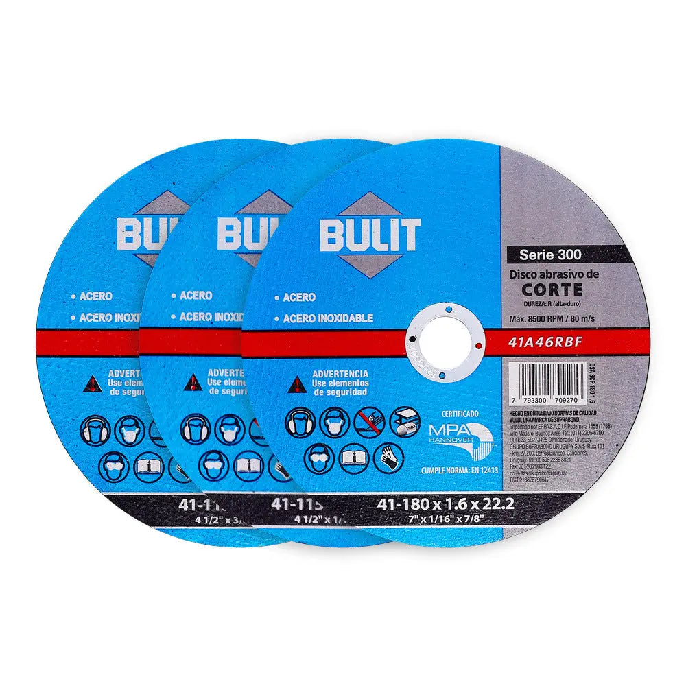 Disco Abrasivo de Corte BULIT Serie 300 115 mm X 1 mm X 22,2 mm Bulit
