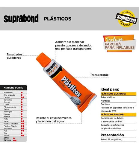 Adhesivo Suprabond para Plásticos - Pegovin - Pomo 25ml