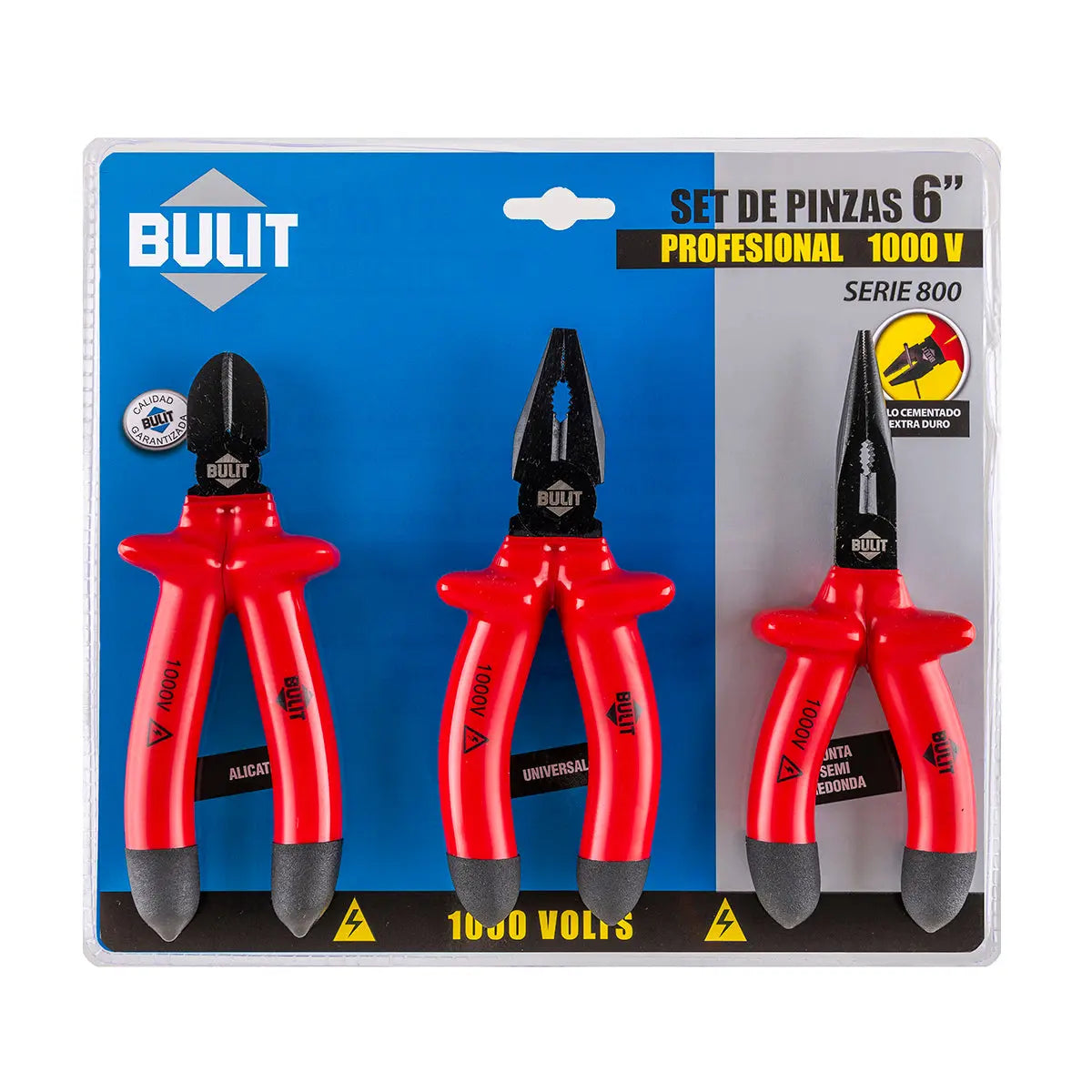Set de pinzas BULIT profesionales serie 800 - 1000V - 3 unidades Bulit