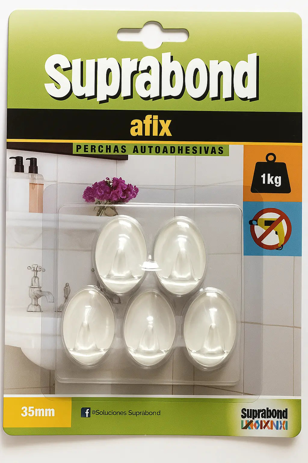 Perchas Autoadhesivas Suprabond Transparentes - 1kg Suprabond