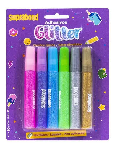 Adhesivo Suprabond Glitter - 6 Unidades de 10gr