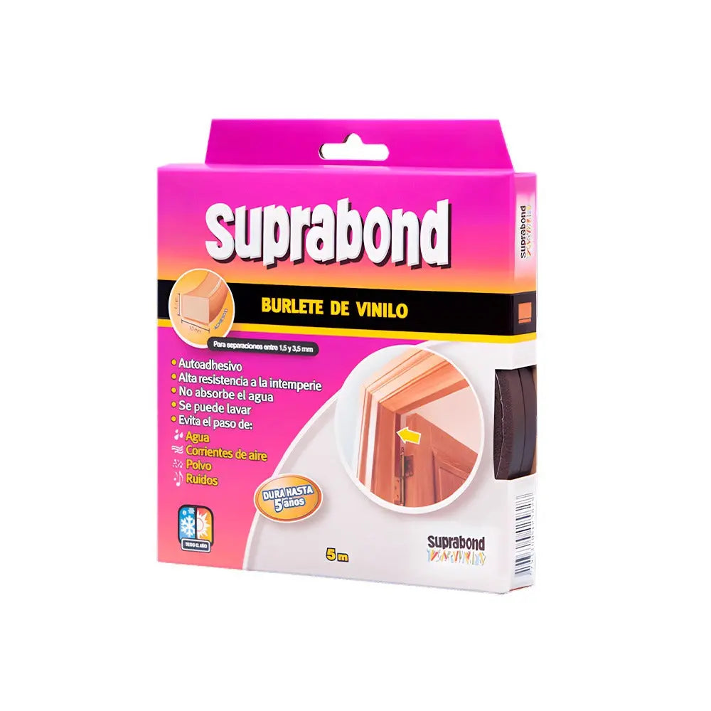 Burlete de Vinilo Autoadhesivo Suprabond 5 Metros Marrón Suprabond