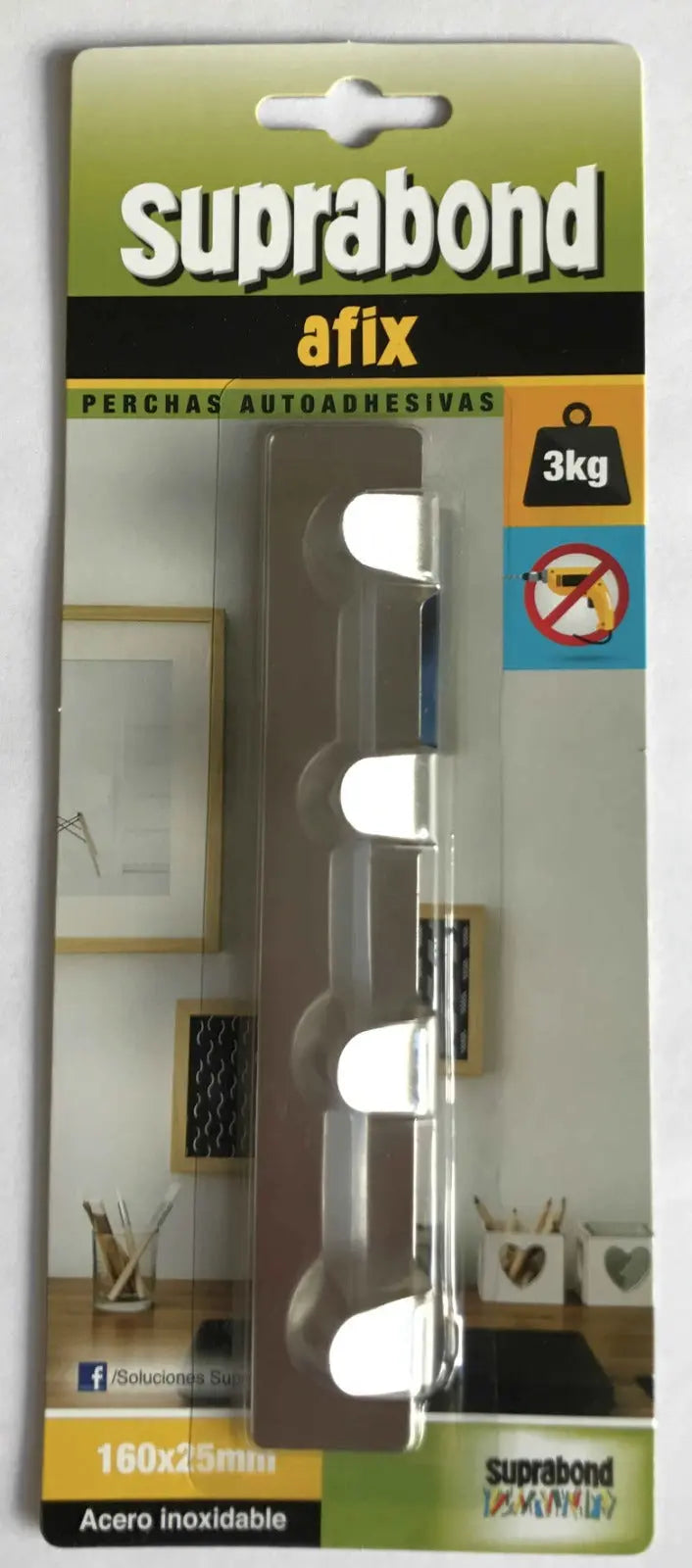Perchero Autoadhesivo Suprabond Acero Inoxidable - 3kg Suprabond