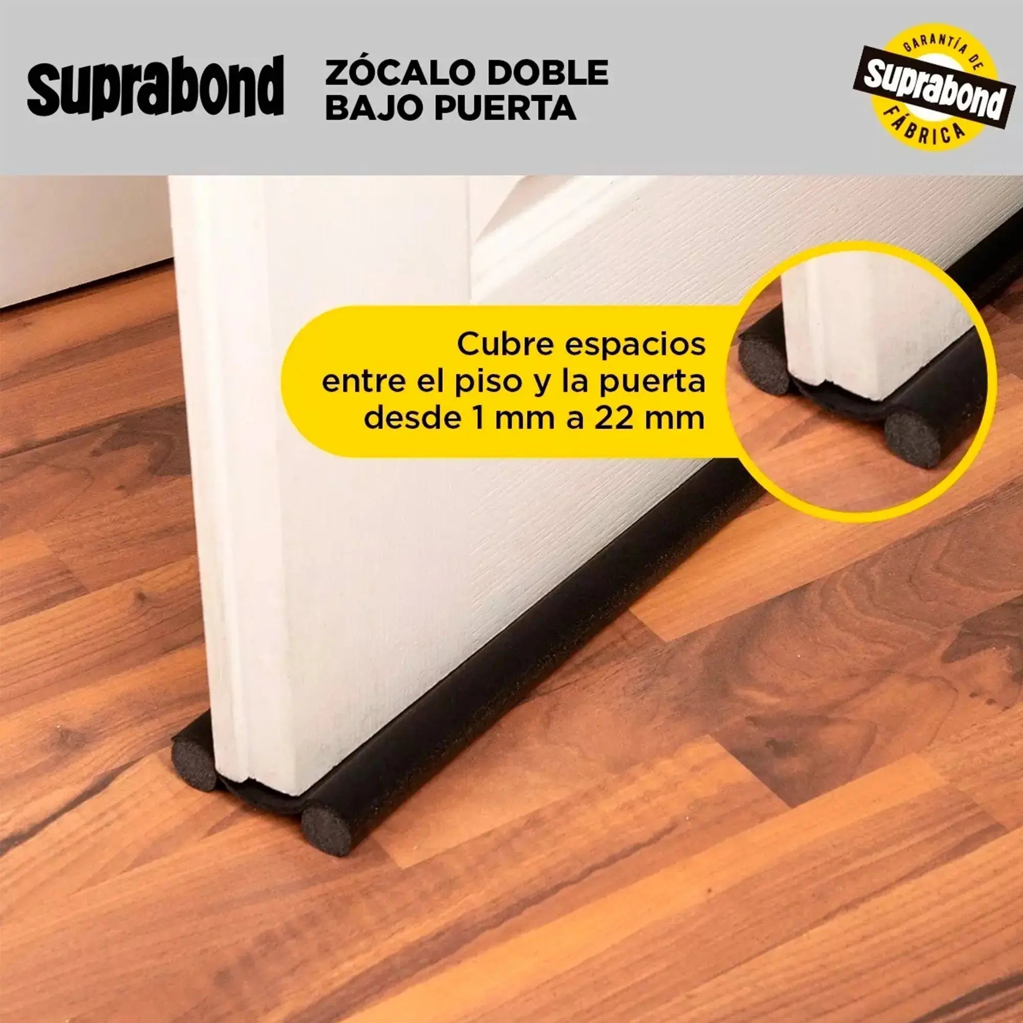 Zócalo Burlete Suprabond Doble Bajo Puerta 95cm - Negro Suprabond