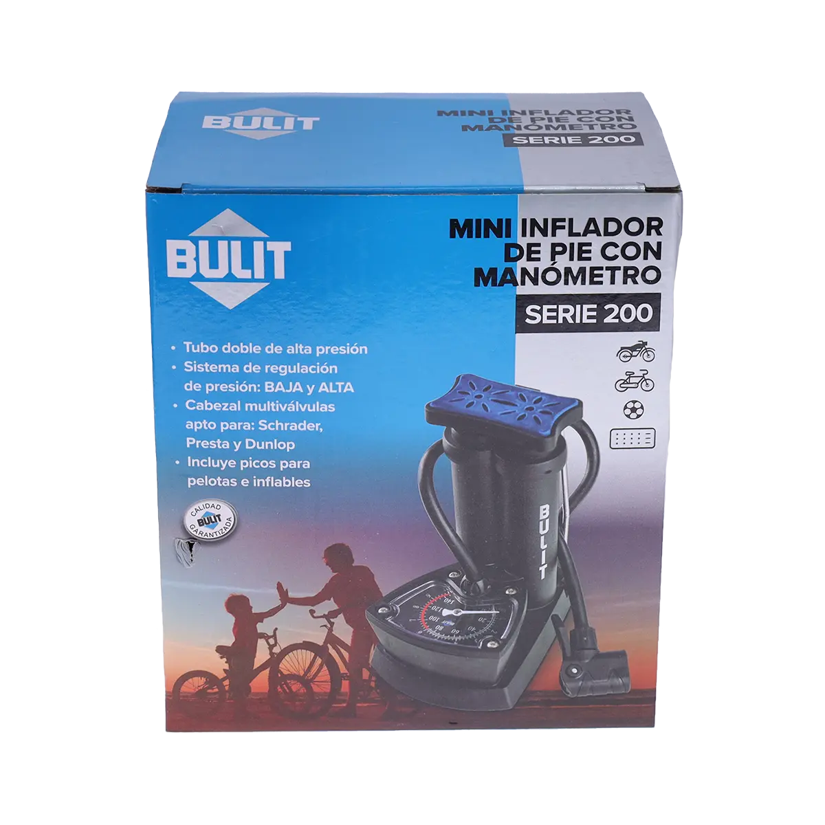 Mini Inflador de Pie con Manómetro BULIT Serie 200 Bulit